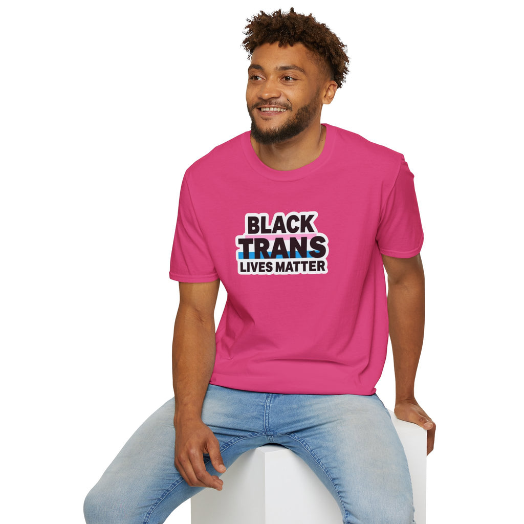 Unisex Softstyle T-Shirt - Black Trans Lives Matter Statement Tee