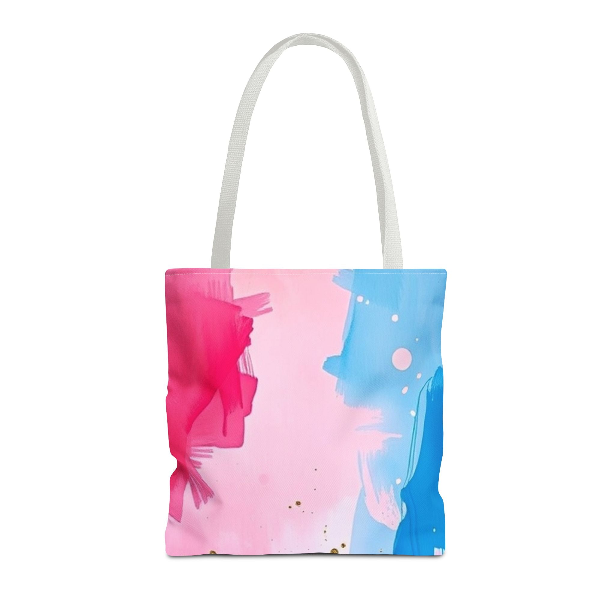 Pink, White and Blue Watercolor on Canvas Design - Tote Bag