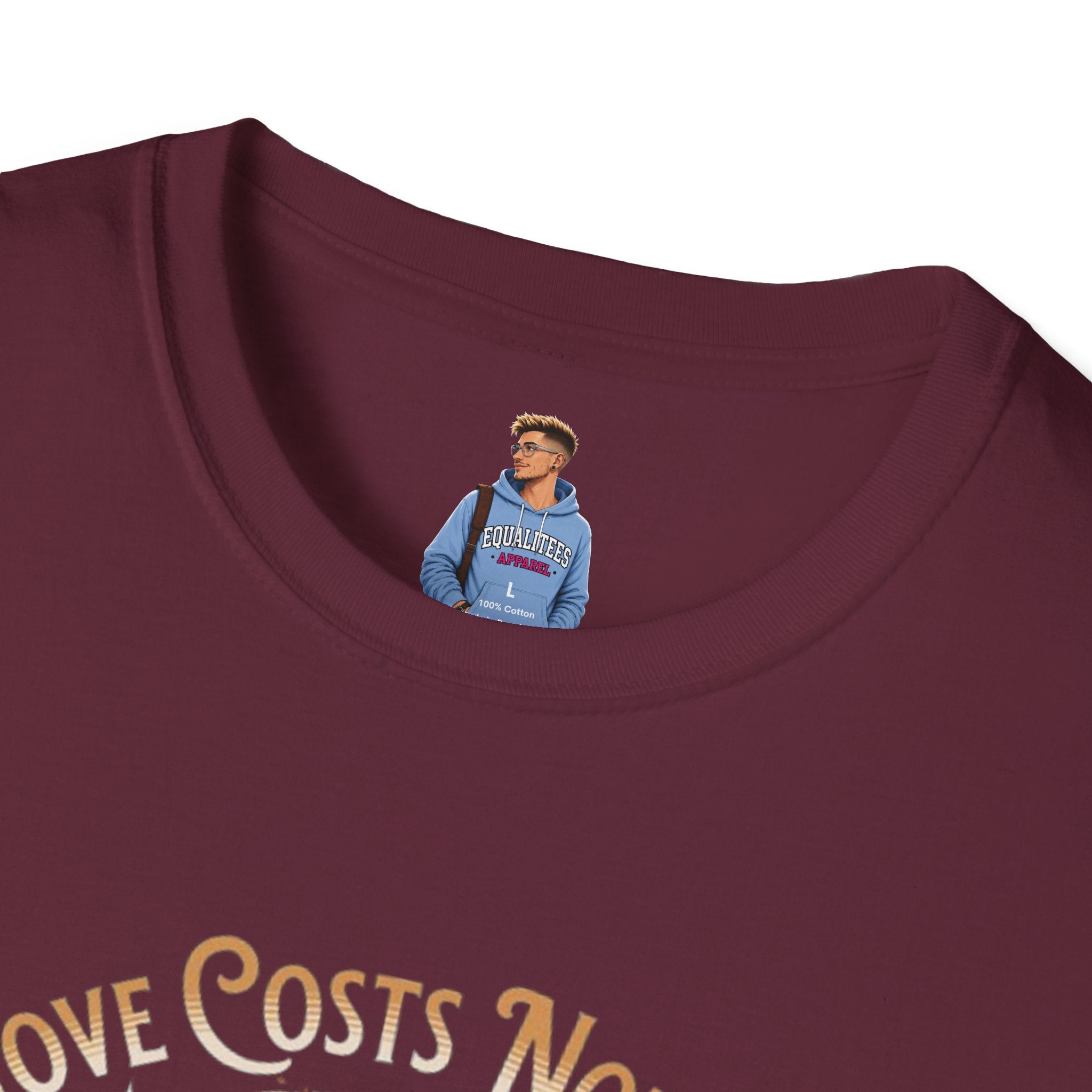 Unisex Softstyle T-Shirt - Love Costs Nothing, Give It Away Floral Peace Design
