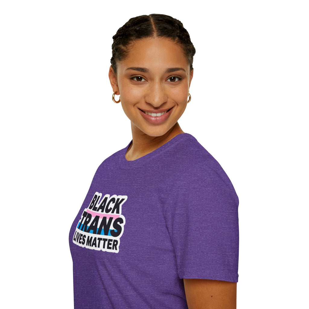 Unisex Softstyle T-Shirt - Black Trans Lives Matter Statement Tee