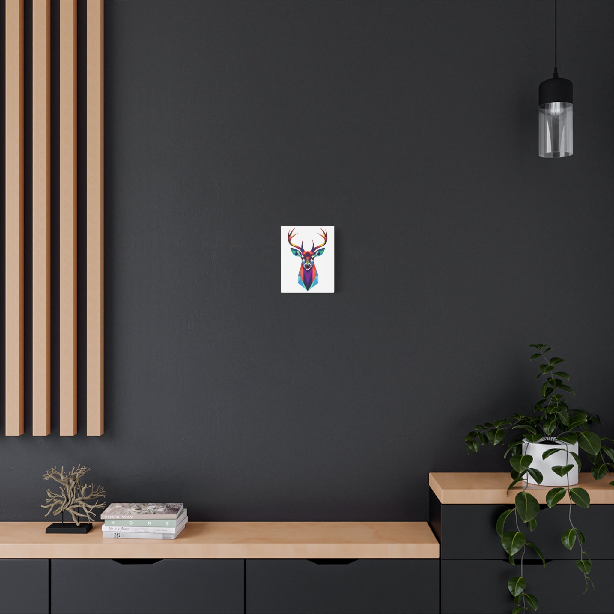 Vibrant Stag Canvas Wall Art - Colorful Geometric Deer Decor