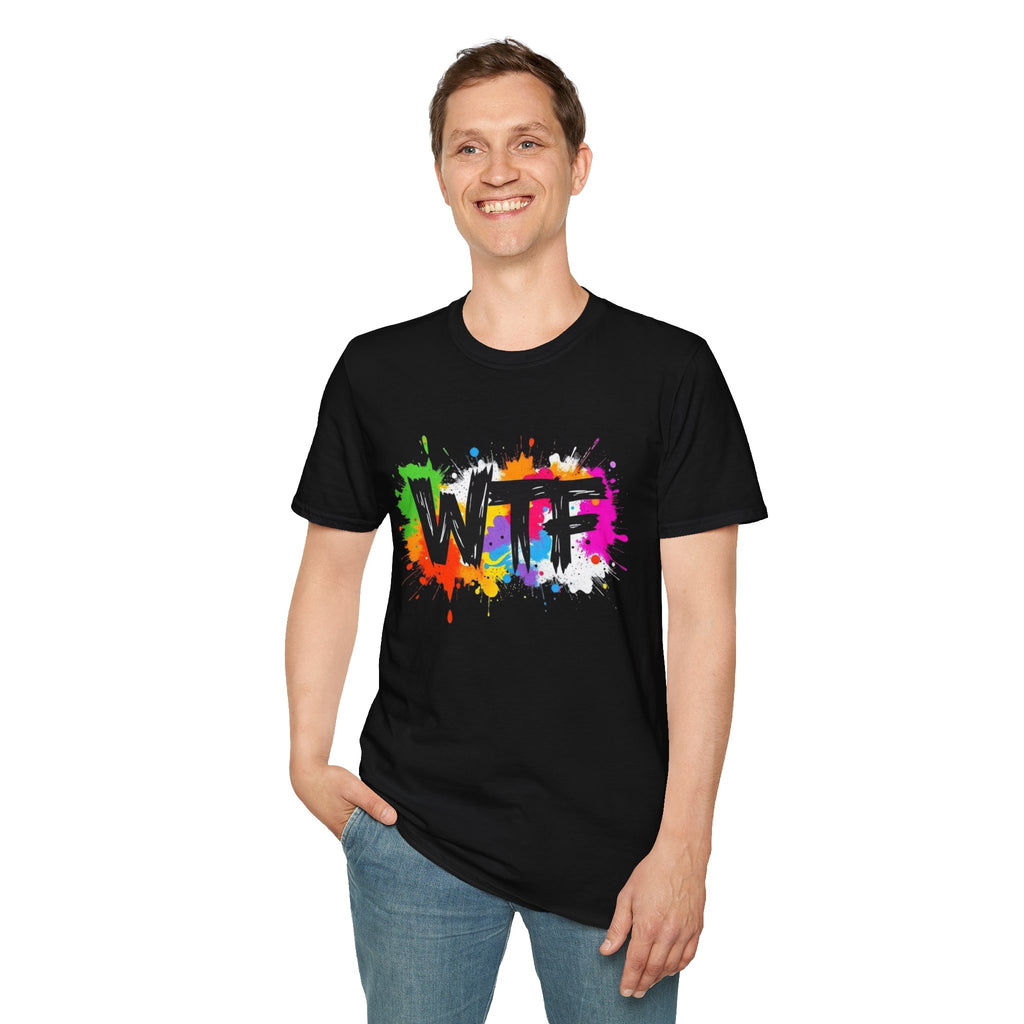 WTF Color Splash T-Shirt — Bold Rainbow Graphic Tee
