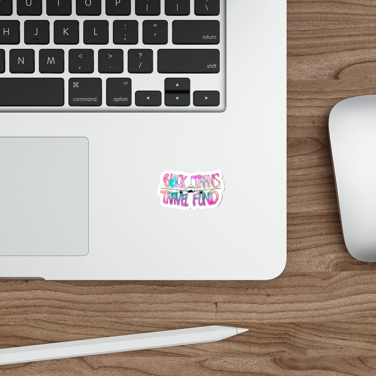 Die-Cut Sticker — "Black Trans Travel Fund" Colorful Airplane Sticker for LGBTQ+ Support & Pride