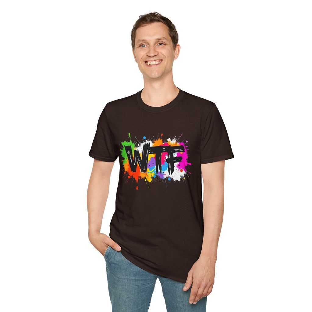 WTF Color Splash T-Shirt — Bold Rainbow Graphic Tee