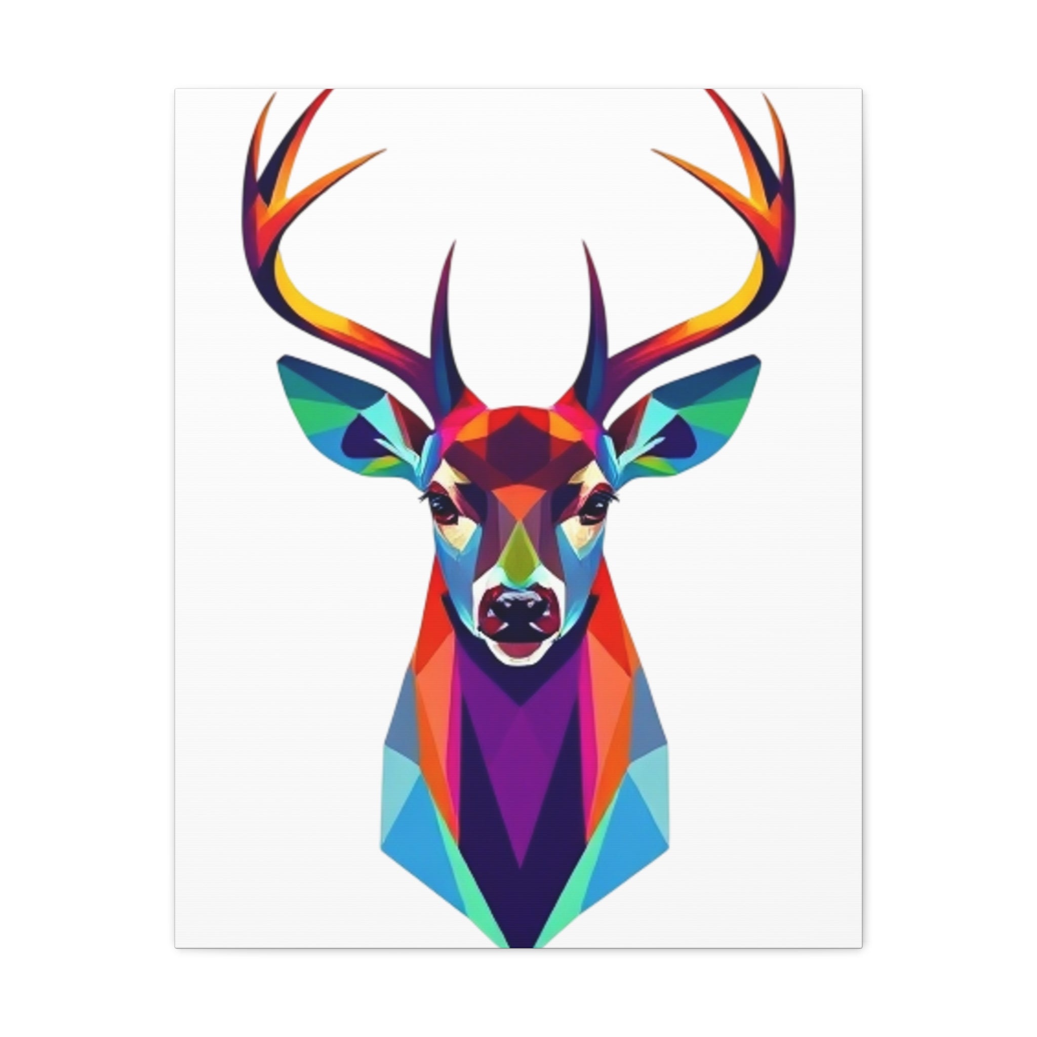Vibrant Stag Canvas Wall Art - Colorful Geometric Deer Decor
