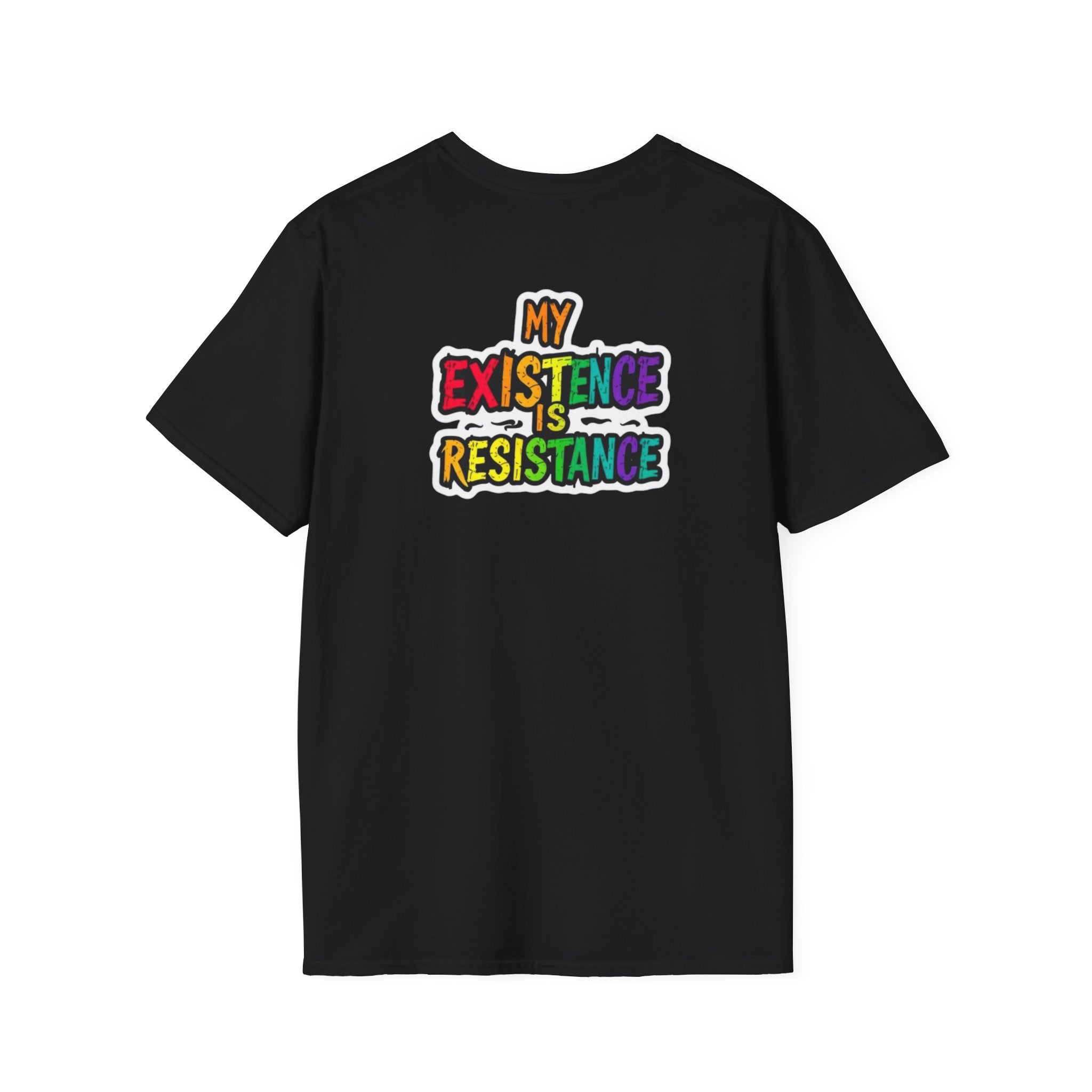 Unisex Softstyle T-Shirt - Pride Heart Design with 'Existence is Resistance'