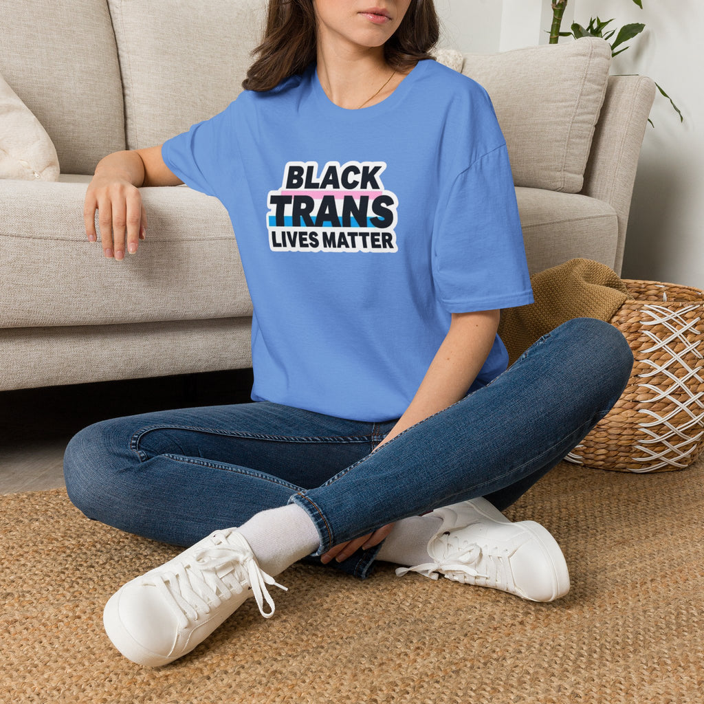 Unisex Softstyle T-Shirt - Black Trans Lives Matter Statement Tee