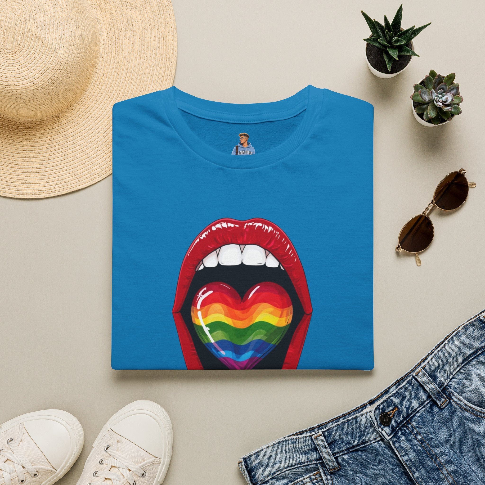 Pride Love Unisex Softstyle T-Shirt | LGBTQ+ Rainbow Heart Design