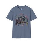 Juneteenth T-Shirt - "Happy Juneteenth" Fireworks Celebration Tee