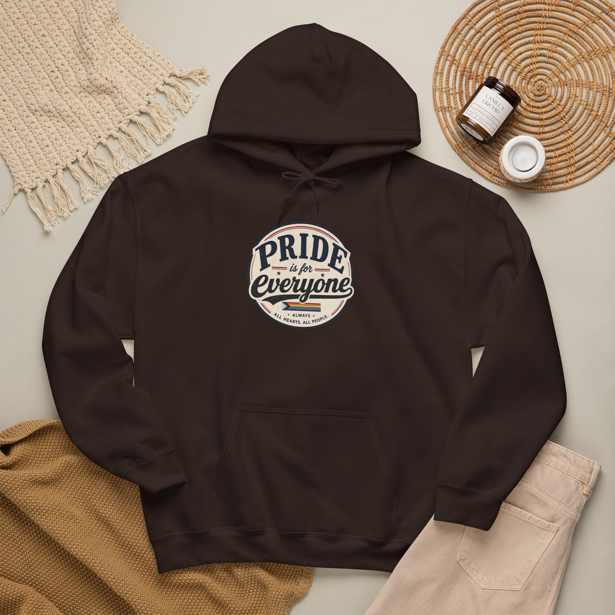 Pride Is For Everyone Pullover Hoodie — Vintage Graphic Inclusivity Sweatshirt