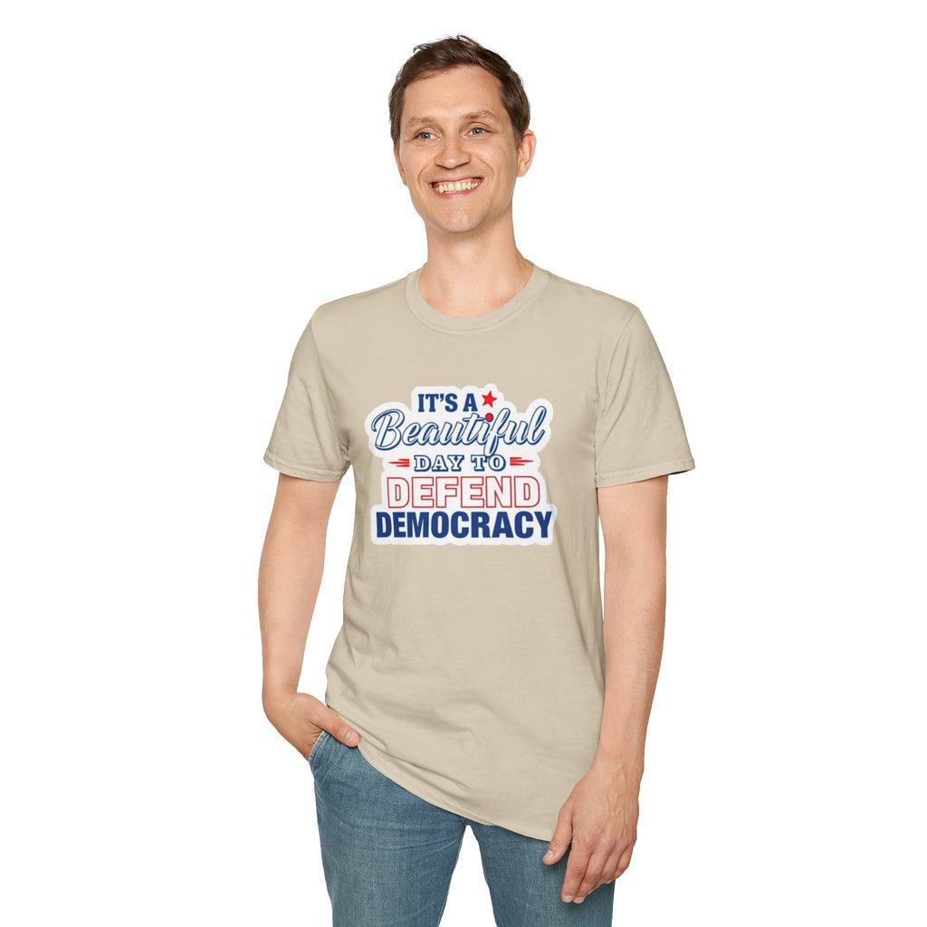 Defend Democracy Unisex Softstyle T-Shirt - Perfect for Activism and Everyday Wear