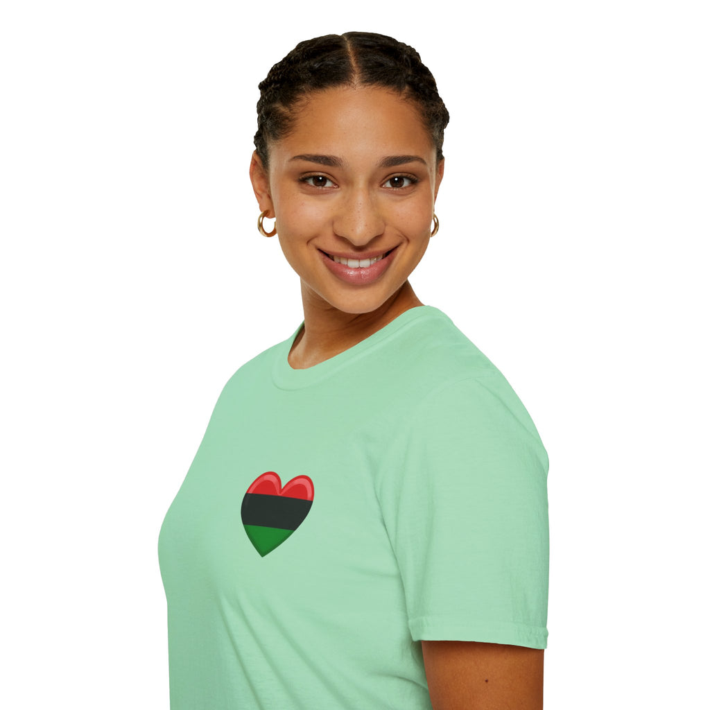 Unity and Heritage Unisex Softstyle T-Shirt with Pan-African Heart
