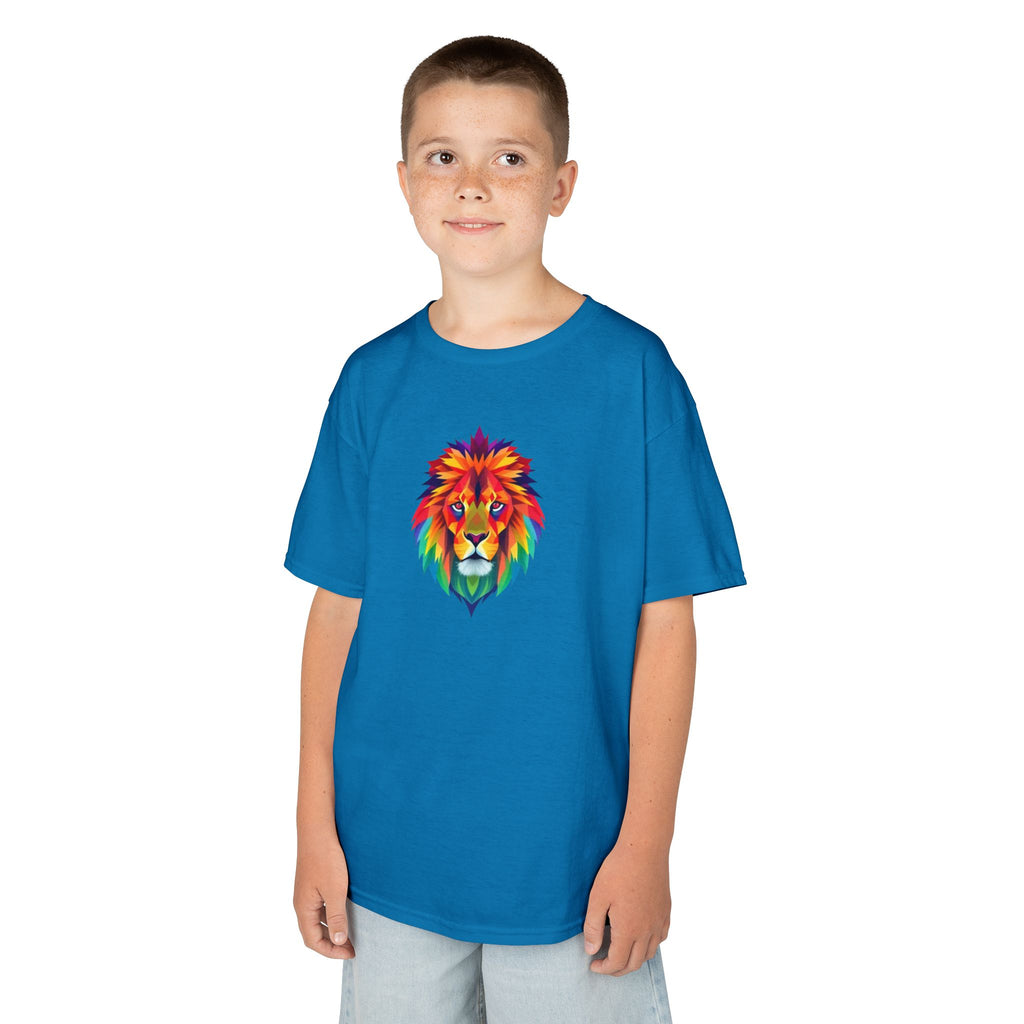Colorful Fractal Lion Kids Heavy Cotton Tee