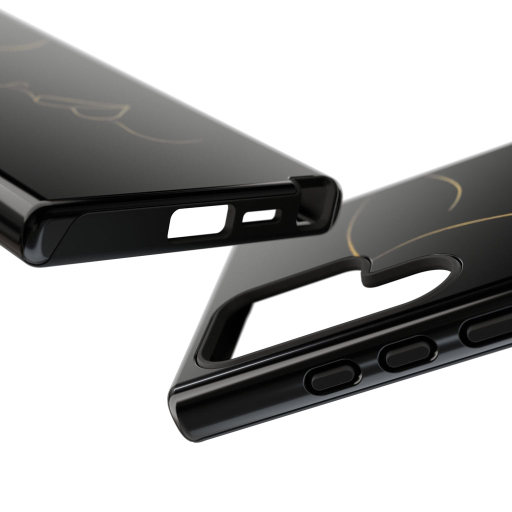 Android OR iPhone Compatible Cases - Gold Line Face Design - Unique Tough Cases