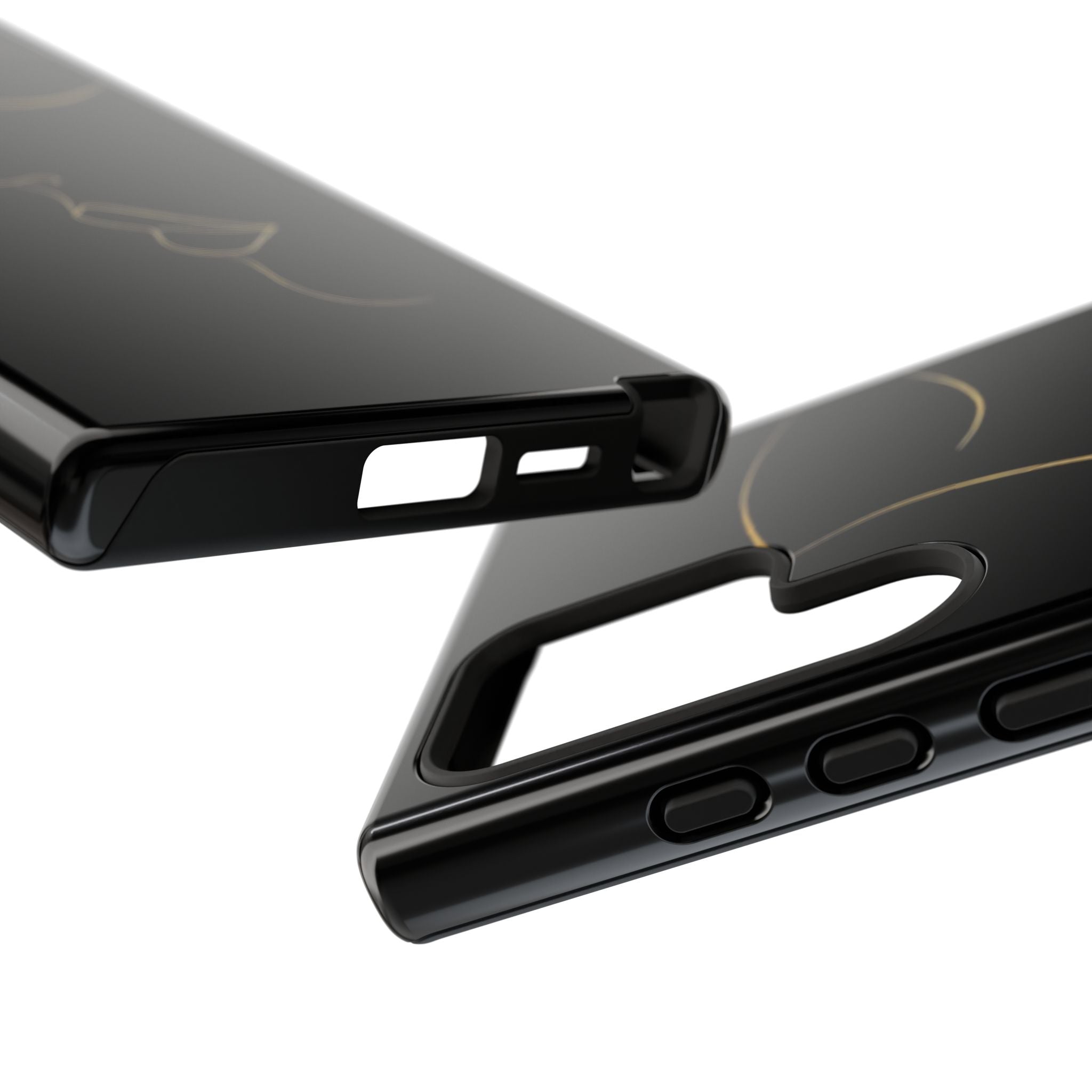 Android OR iPhone Compatible Cases - Gold Line Face Design - Unique Tough Cases