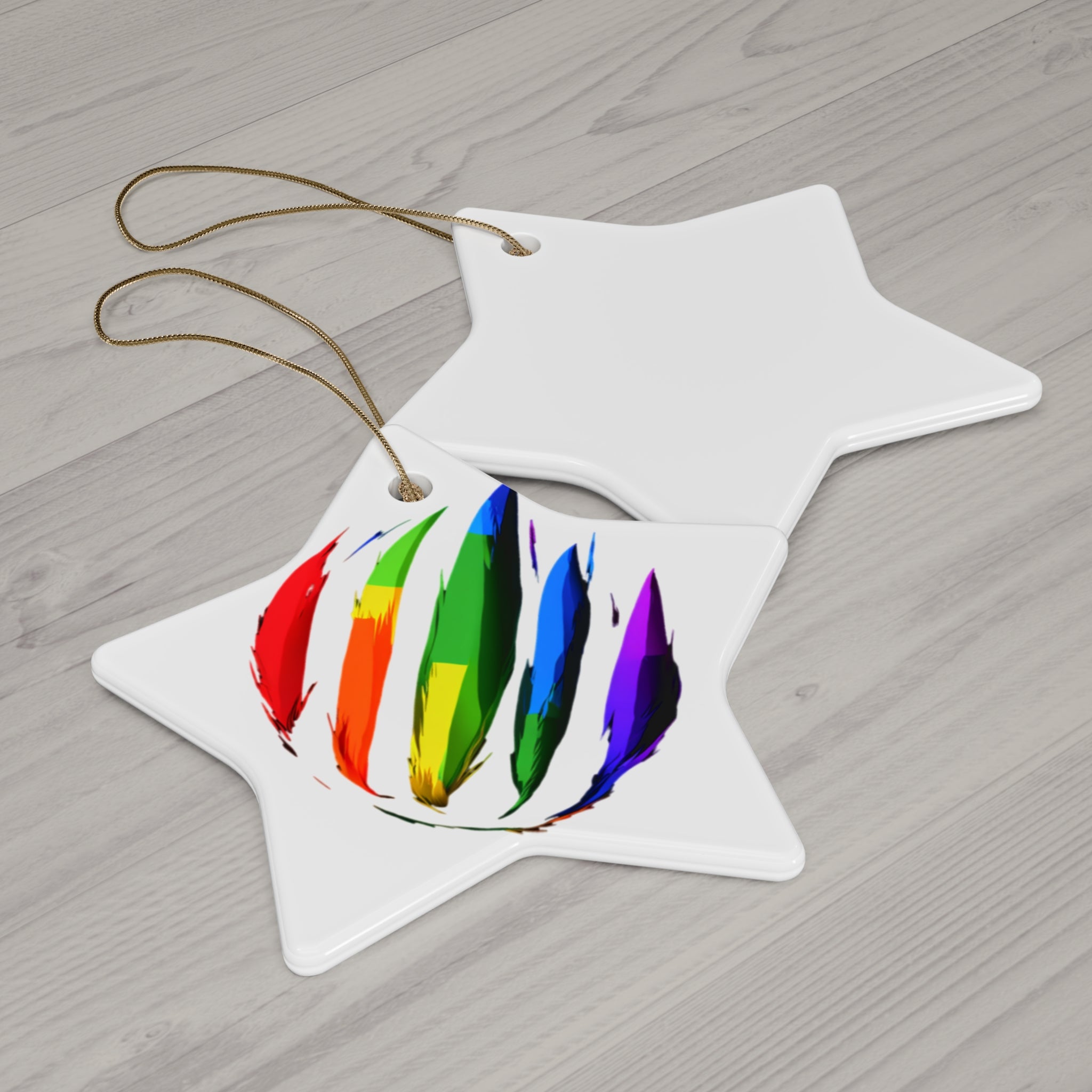 Rainbow Scratch Ceramic Ornament - 4 shapes