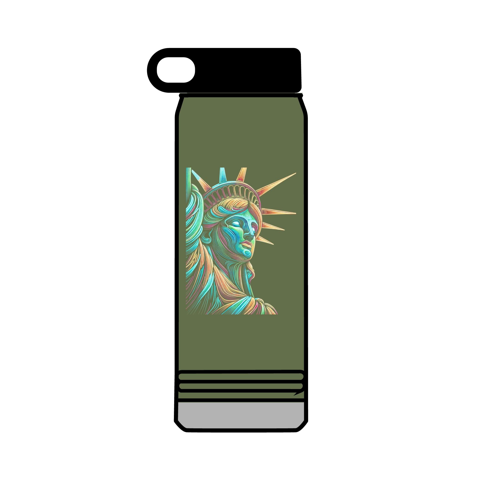 32oz Water Bottle Neon Lady Liberty