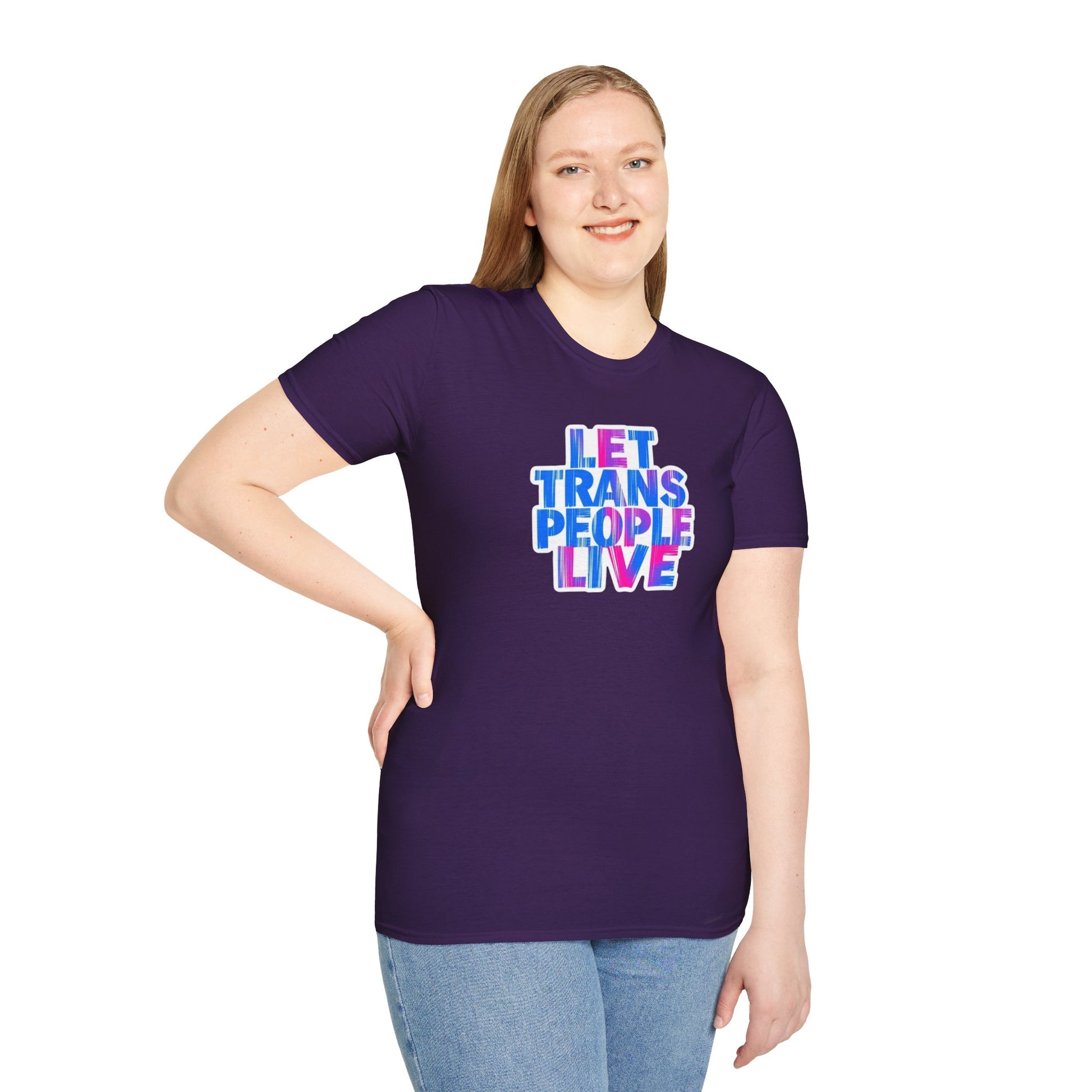 Let Trans People Live Unisex Softstyle T-Shirt - Supportive Statement Tee for LGBTQ+ Pride