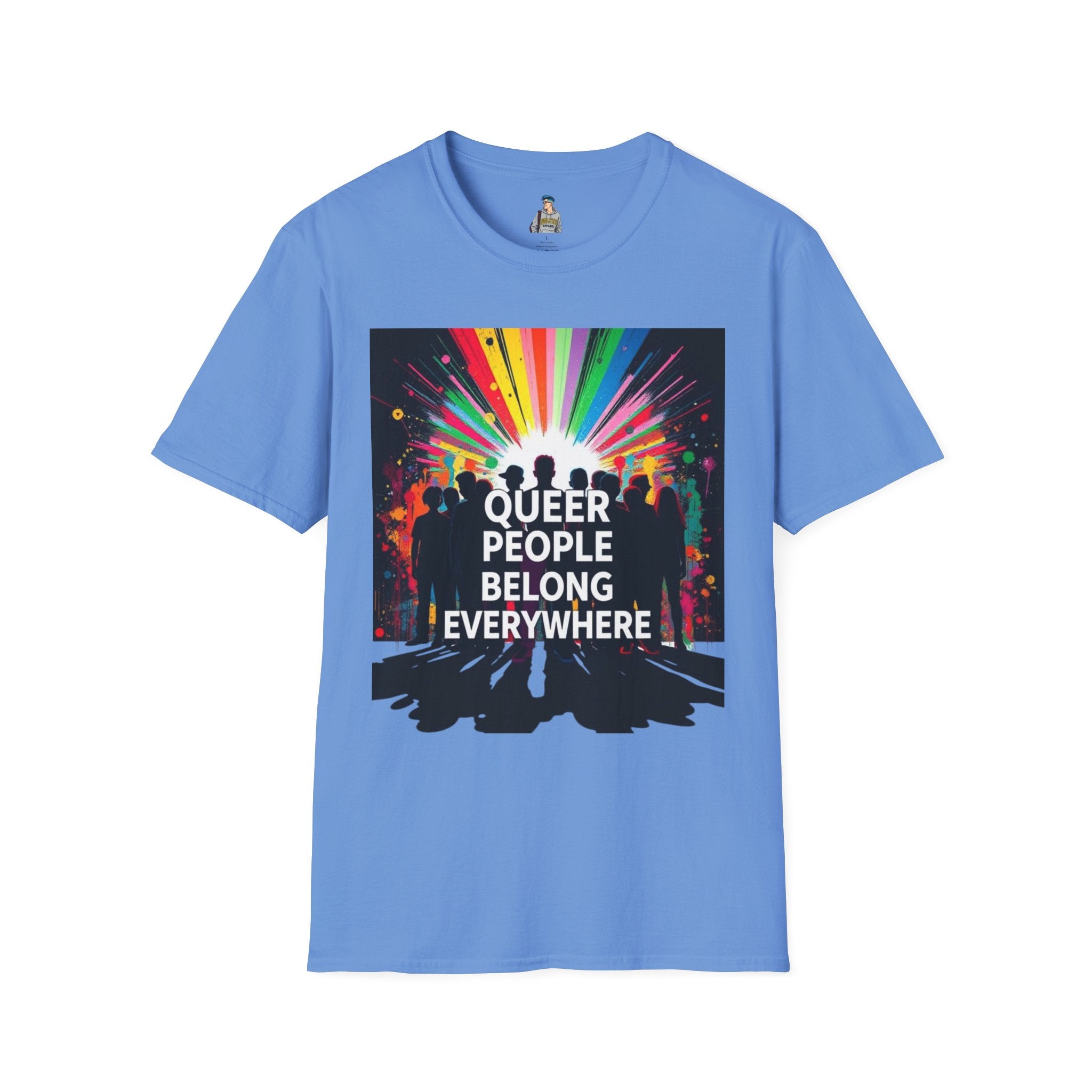 Unisex Softstyle T-Shirt - 'Queer People Belong Everywhere' Pride Graphic Tee