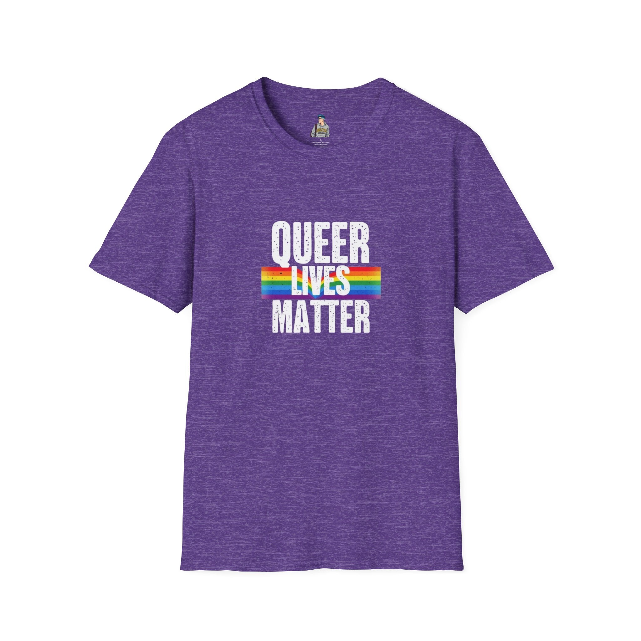 Queer Lives Matter Unisex Softstyle T-Shirt - Support LGBTQ+ Rights