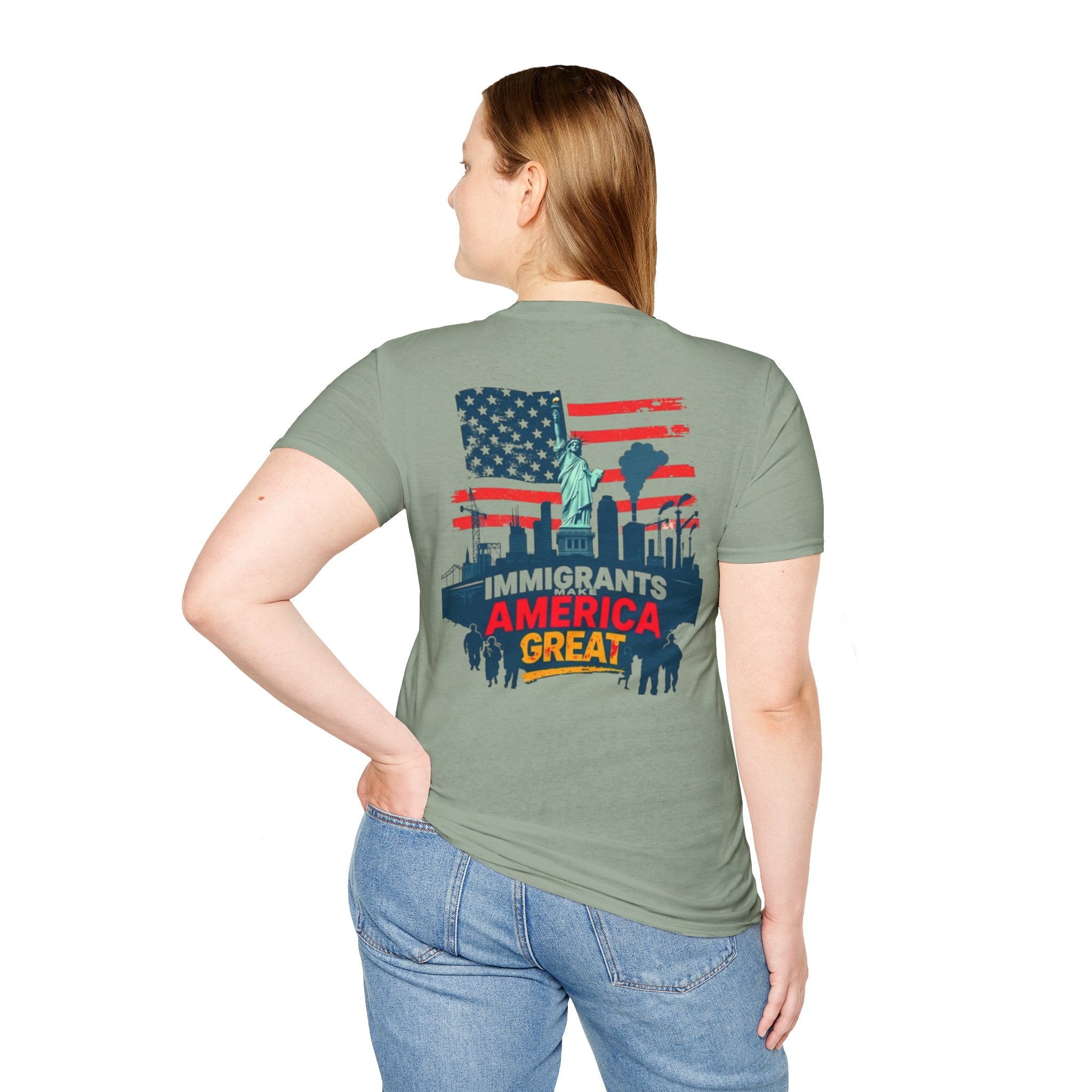 Immigrants Make America Great T-Shirt Estoy Contigo (I Am With You) Unisex Softstyle T-Shirt Classic Protest Tee