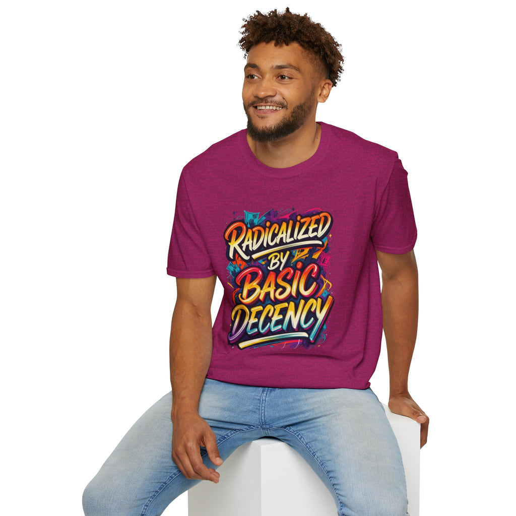 Radicalized by Basic Decency T-Shirt Colorful Graffiti Typography