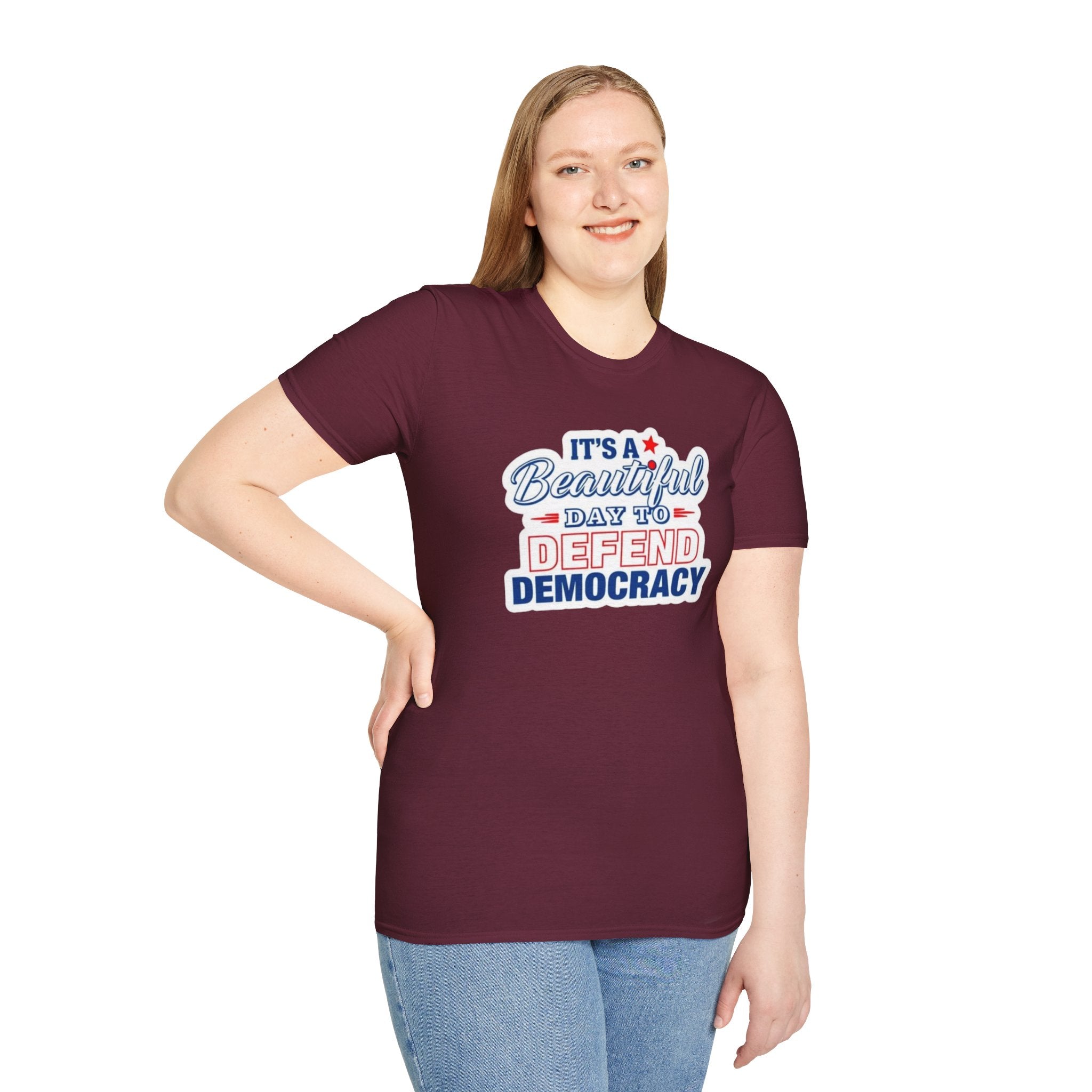 Defend Democracy Unisex Softstyle T-Shirt - Perfect for Activism and Everyday Wear