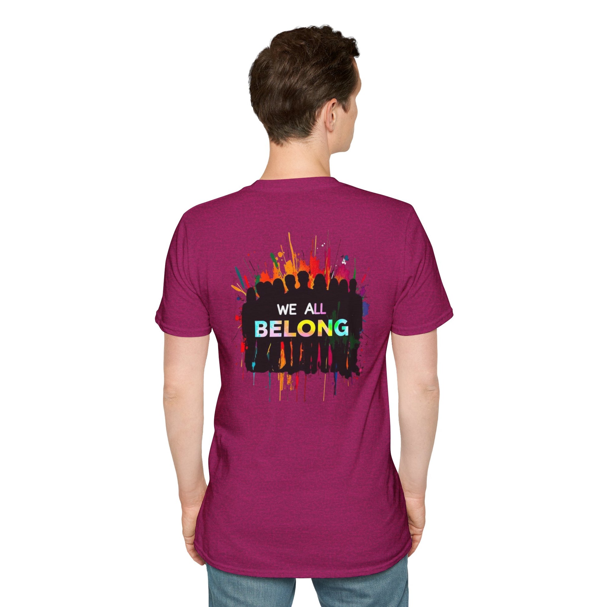 Unisex Softstyle T-Shirt: "Conversion Therapy is Torture" & "We All Belong" - LGBTQ+ Empowerment Tee