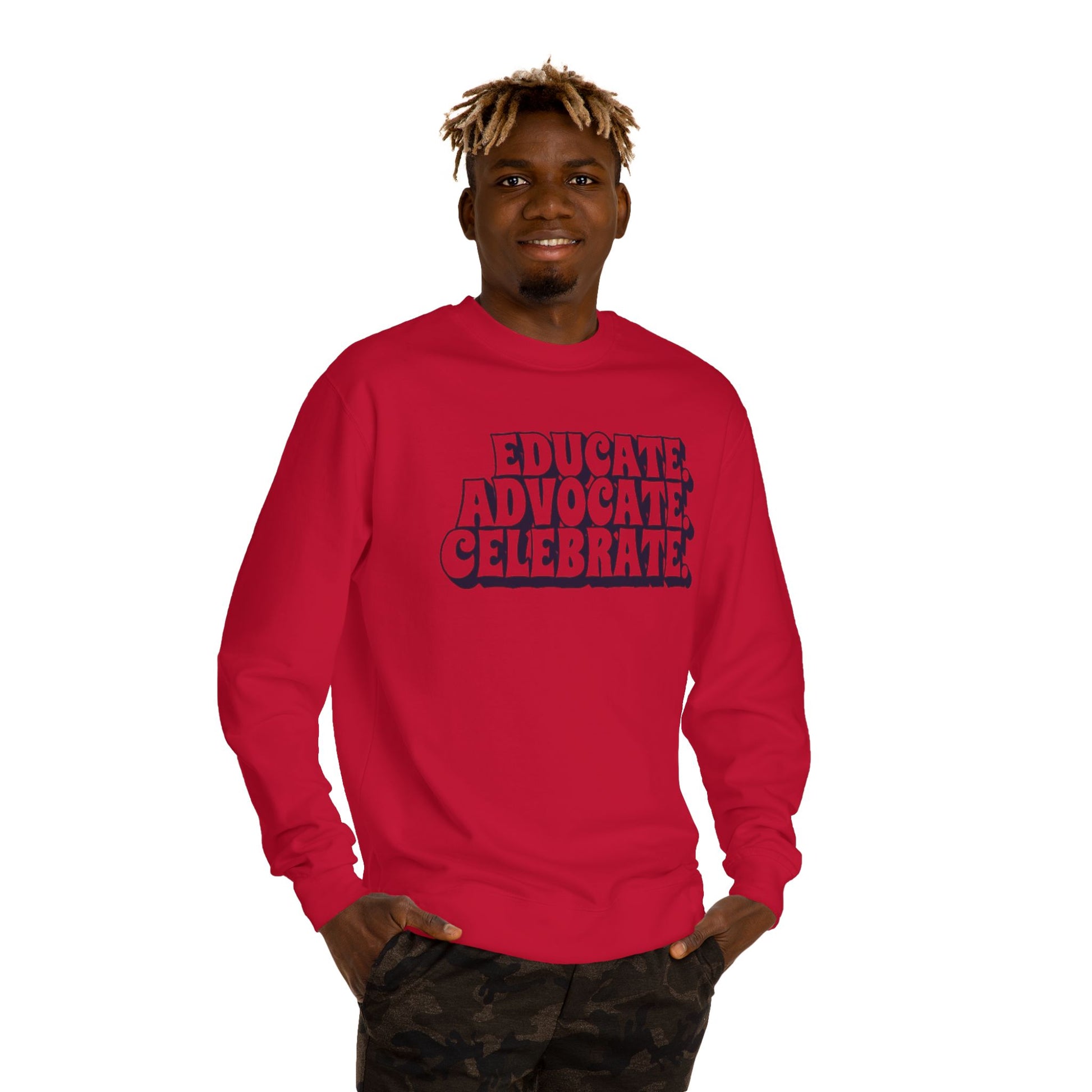 Educate, Advocate, Celebrate Unisex Crew Neck Sweatshirt - Empowerment Apparel