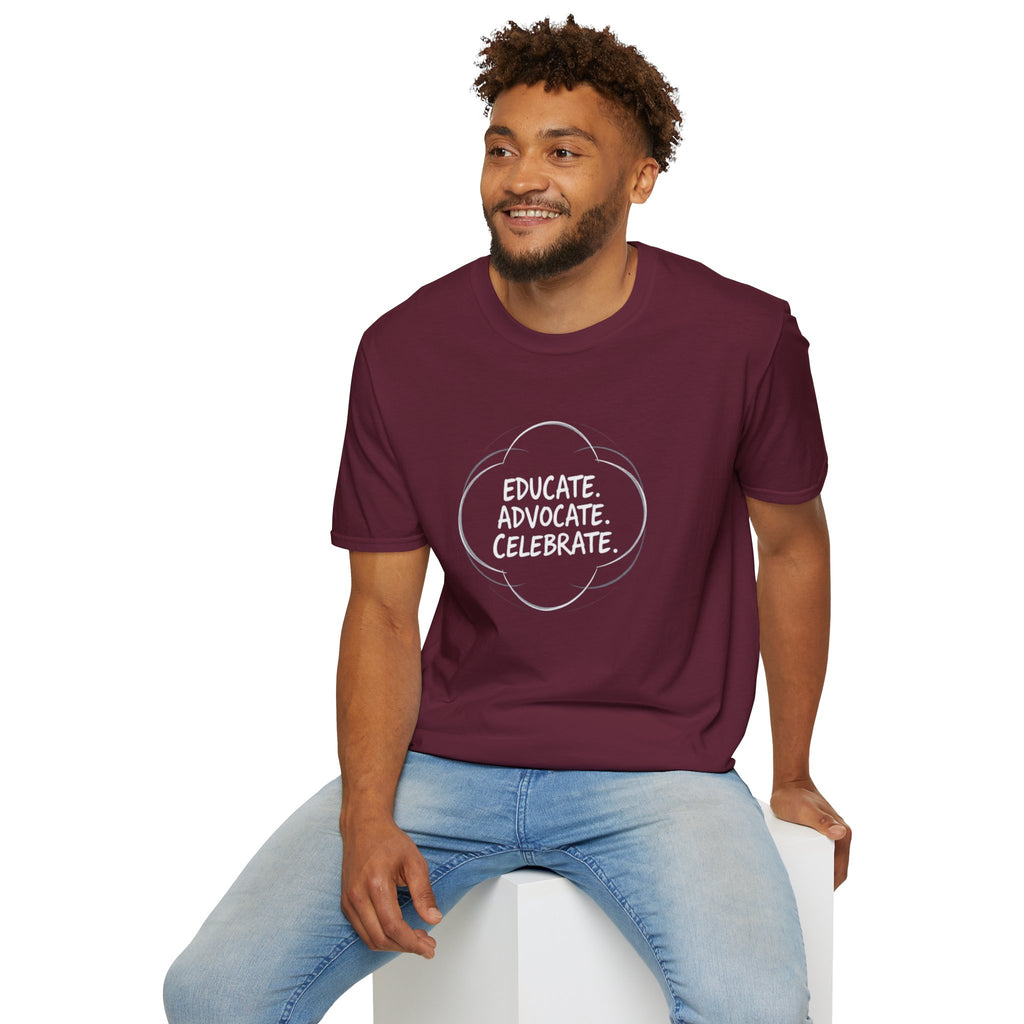 Subtle Pride Educate Advocate Celebrate Minimalist T-Shirt for Every Occasion