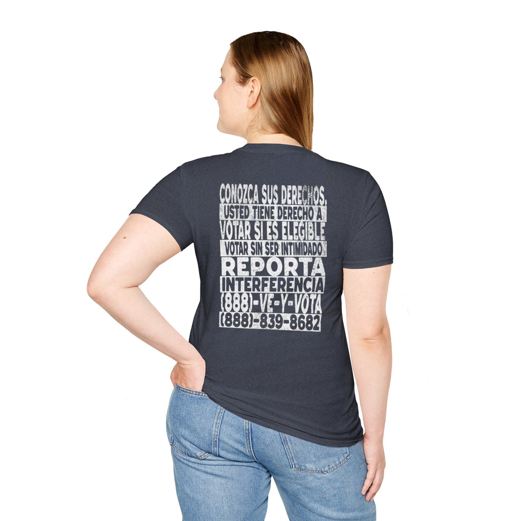 Voting Rights T-Shirt — Spanish "CONOZCA SUS DERECHOS"