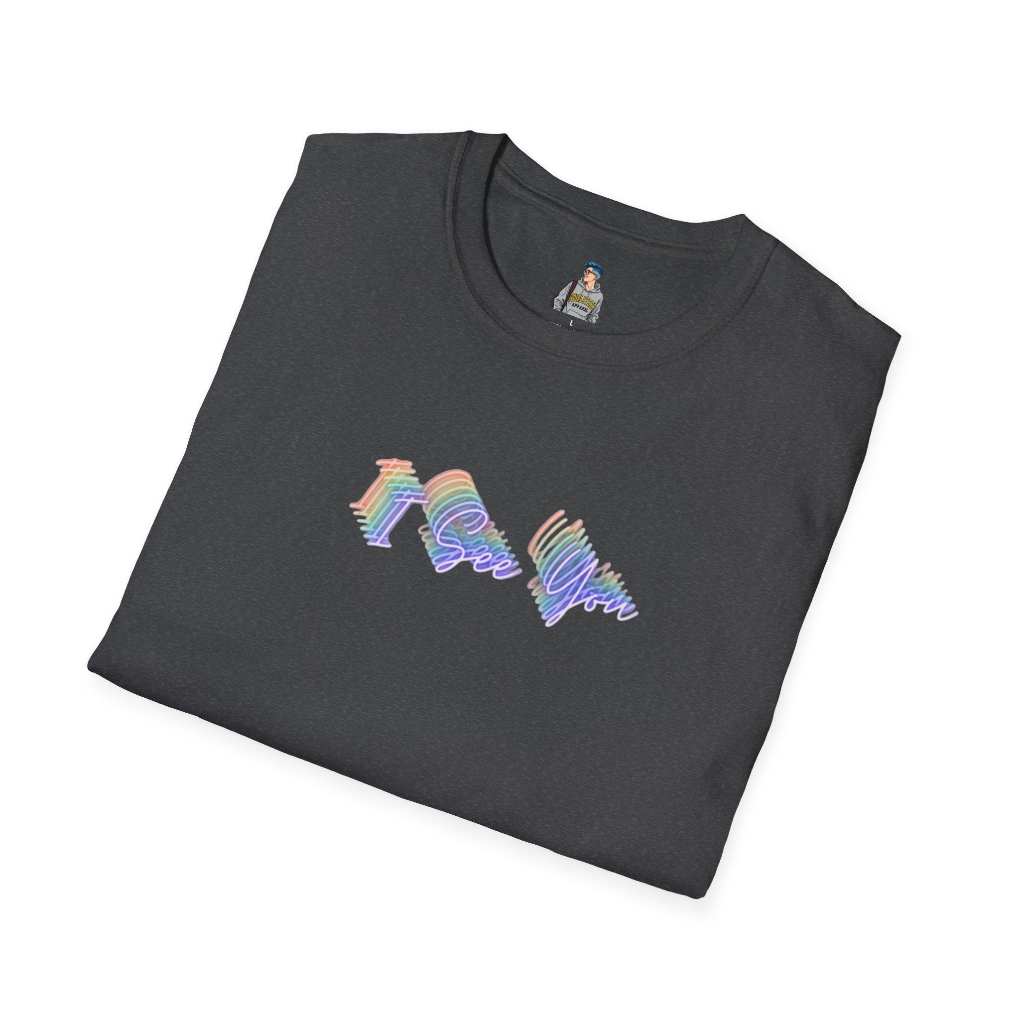 I See You Unisex Softstyle T-Shirt - Colorful Wave Design for LGBTQ+ Visibility