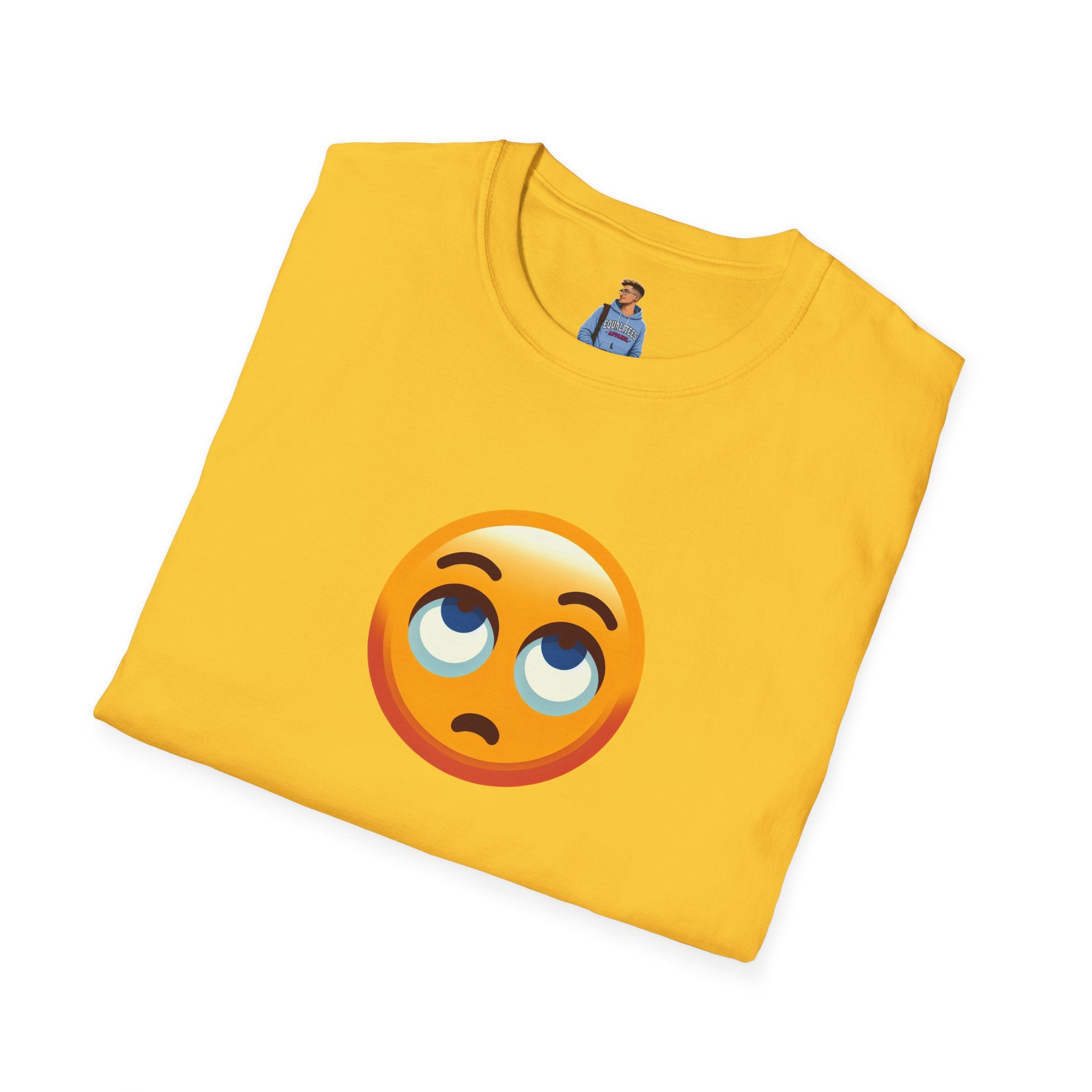 Unisex Softstyle T-Shirt with Eye Roll Emoji | Casual Graphic Tee for Everyday Humor
