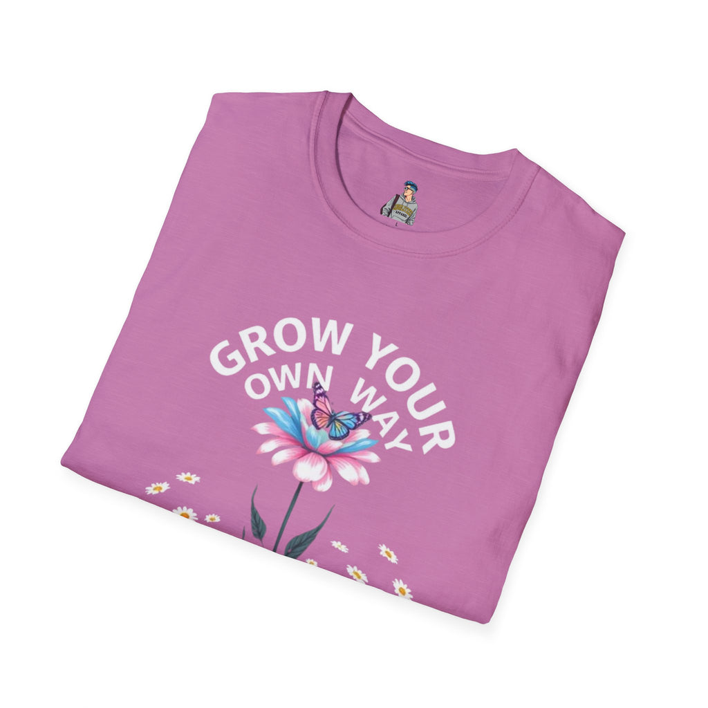 Grow Your Own Way Trans Pride Unisex T-Shirt - Floral Design for Garden Lovers