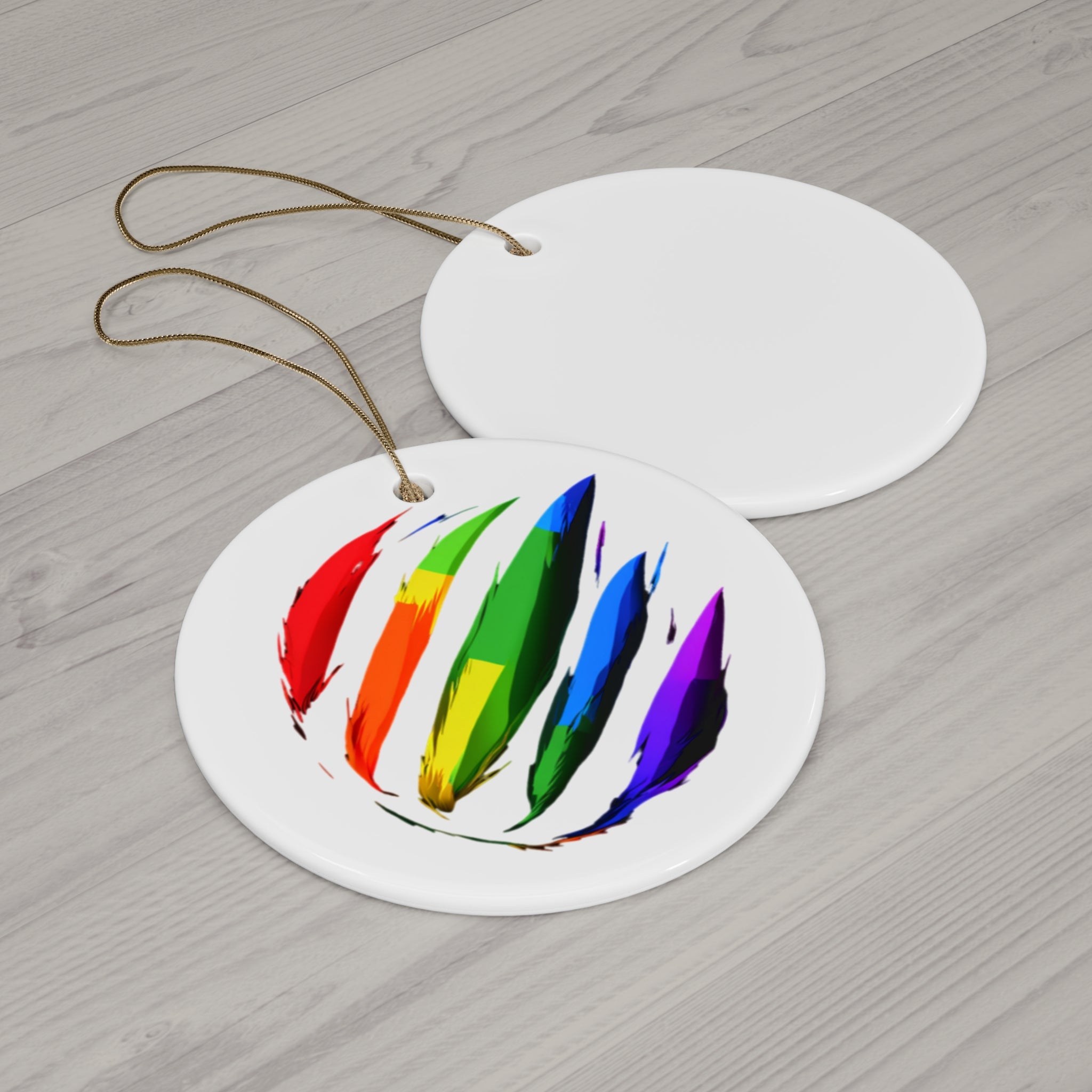 Rainbow Scratch Ceramic Ornament - 4 shapes