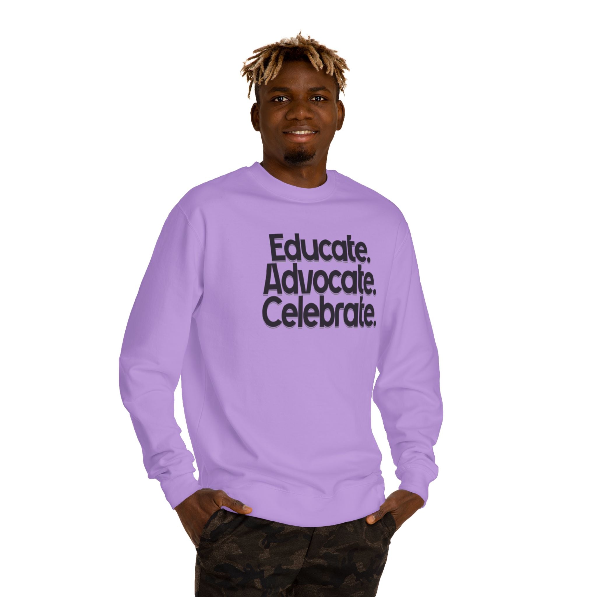 Educate, Advocate, Celebrate Unisex Crew Neck Sweatshirt - Empowerment Apparel