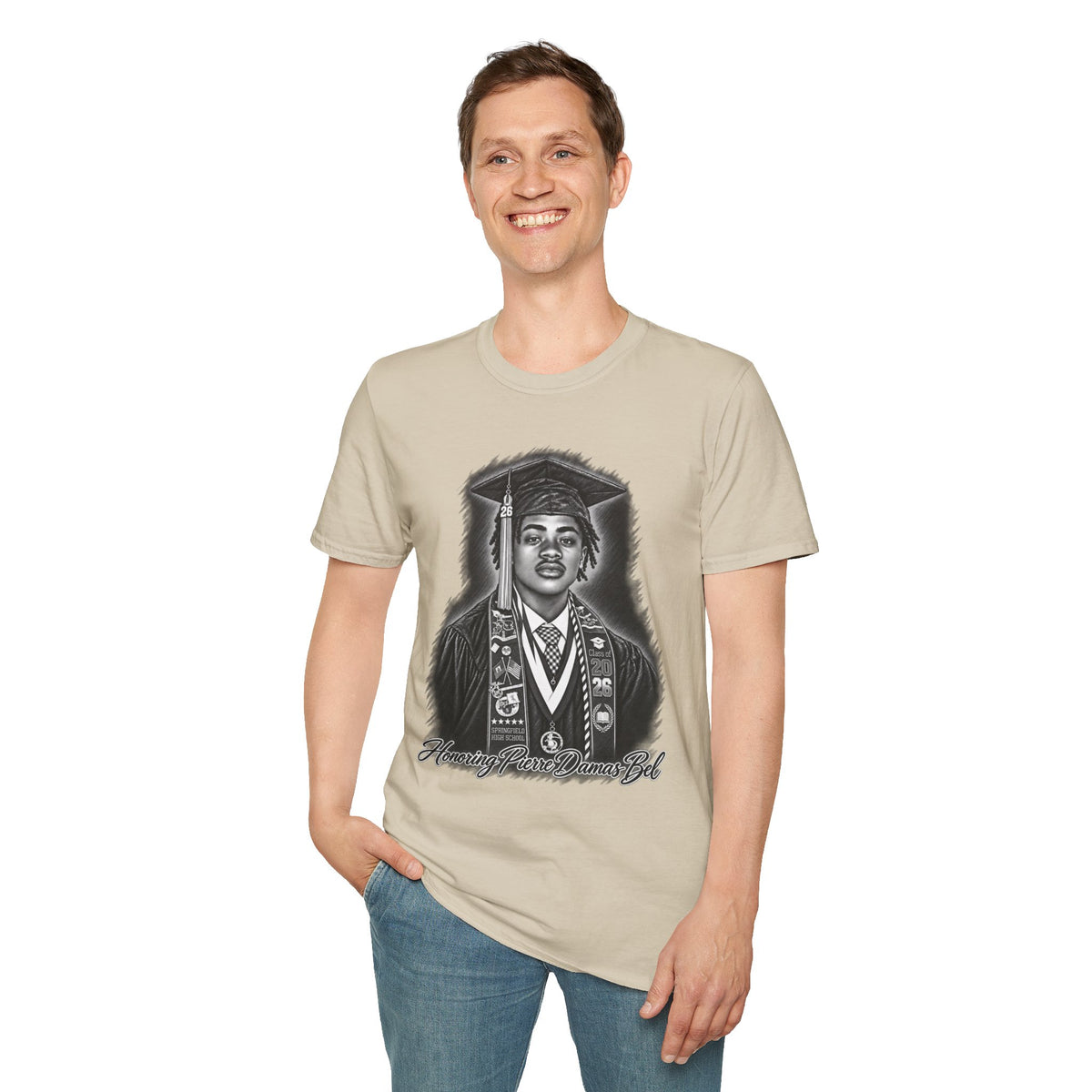 Portrait Front and Back - In Memory of Pierre Damas Bel T-Shirt