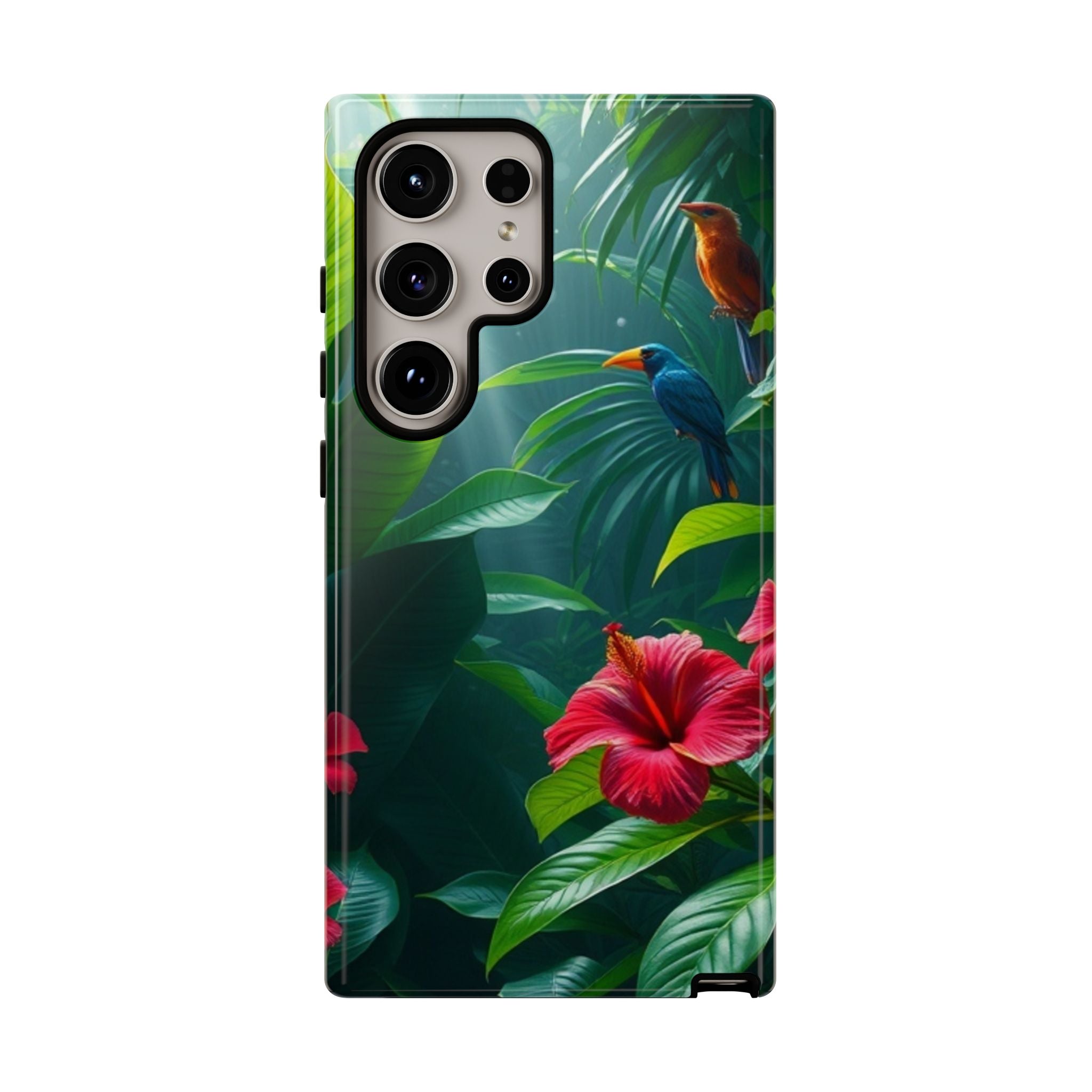 Android OR iPhone Compatible Cases - Tropical Flower & Bird Design - Unique Tough Cases