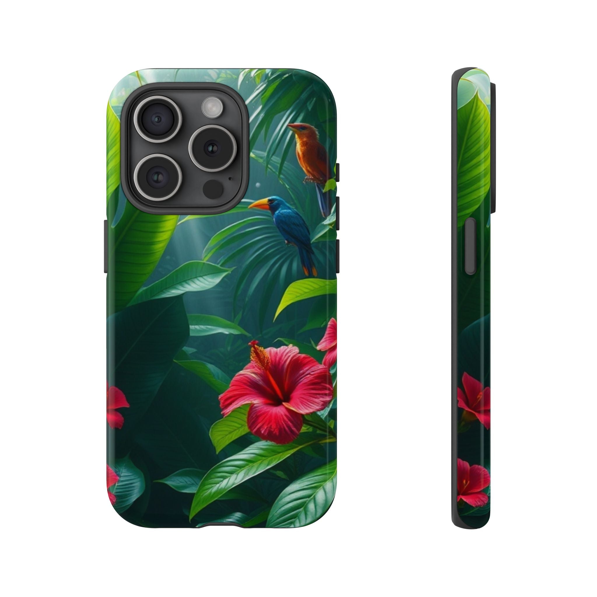 Android OR iPhone Compatible Cases - Tropical Flower & Bird Design - Unique Tough Cases