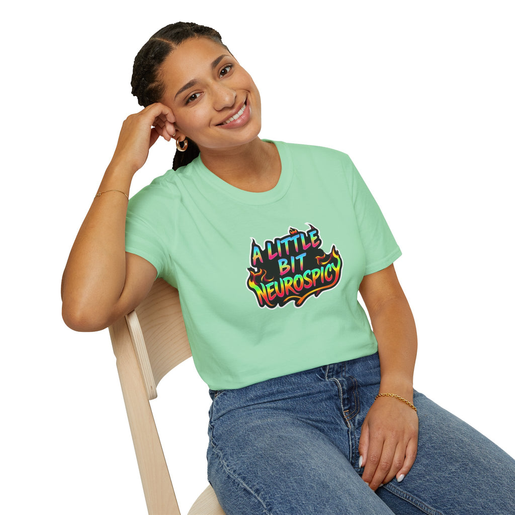 A Little Bit Neurospicy Unisex Softstyle T-Shirt - Fun & Quirky Graphic Tee for Neurodivergent Awareness