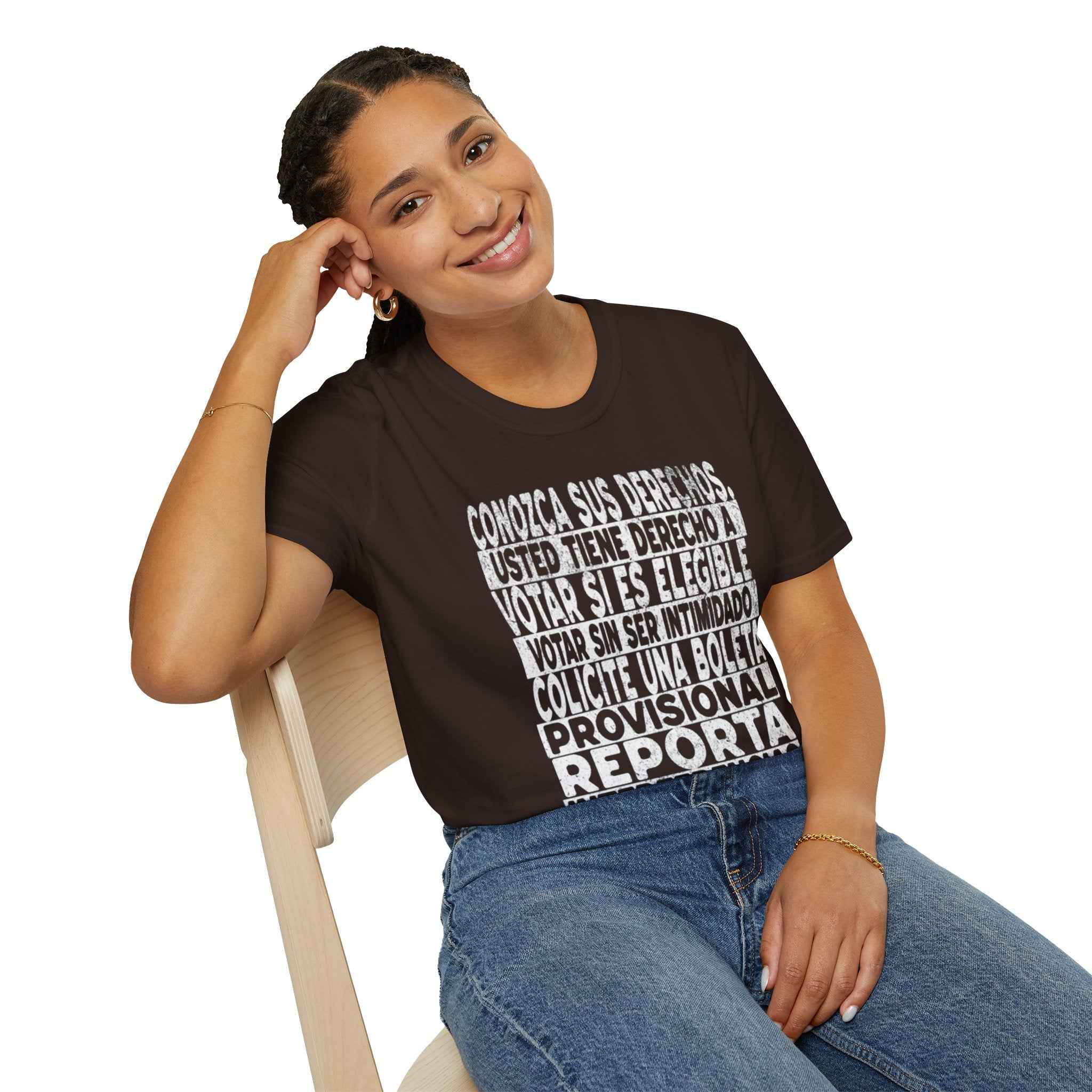 Voting Rights T-Shirt — Spanish "CONOZCA SUS DERECHOS"