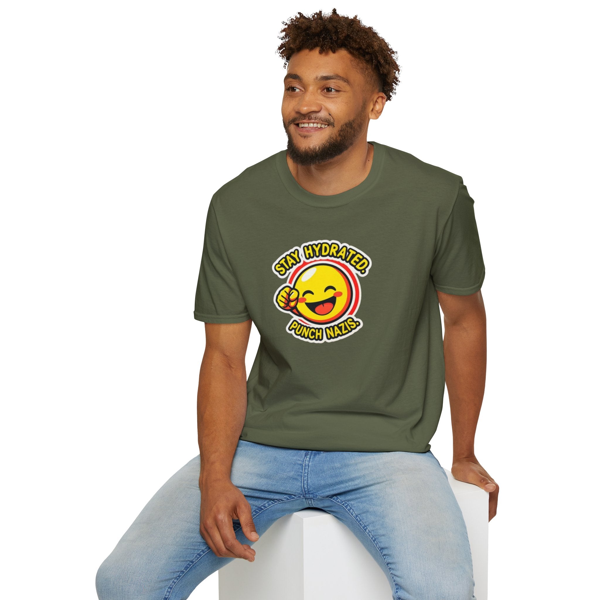 Stay Hydrated, Punch Nazis Funny Emoji T-Shirt
