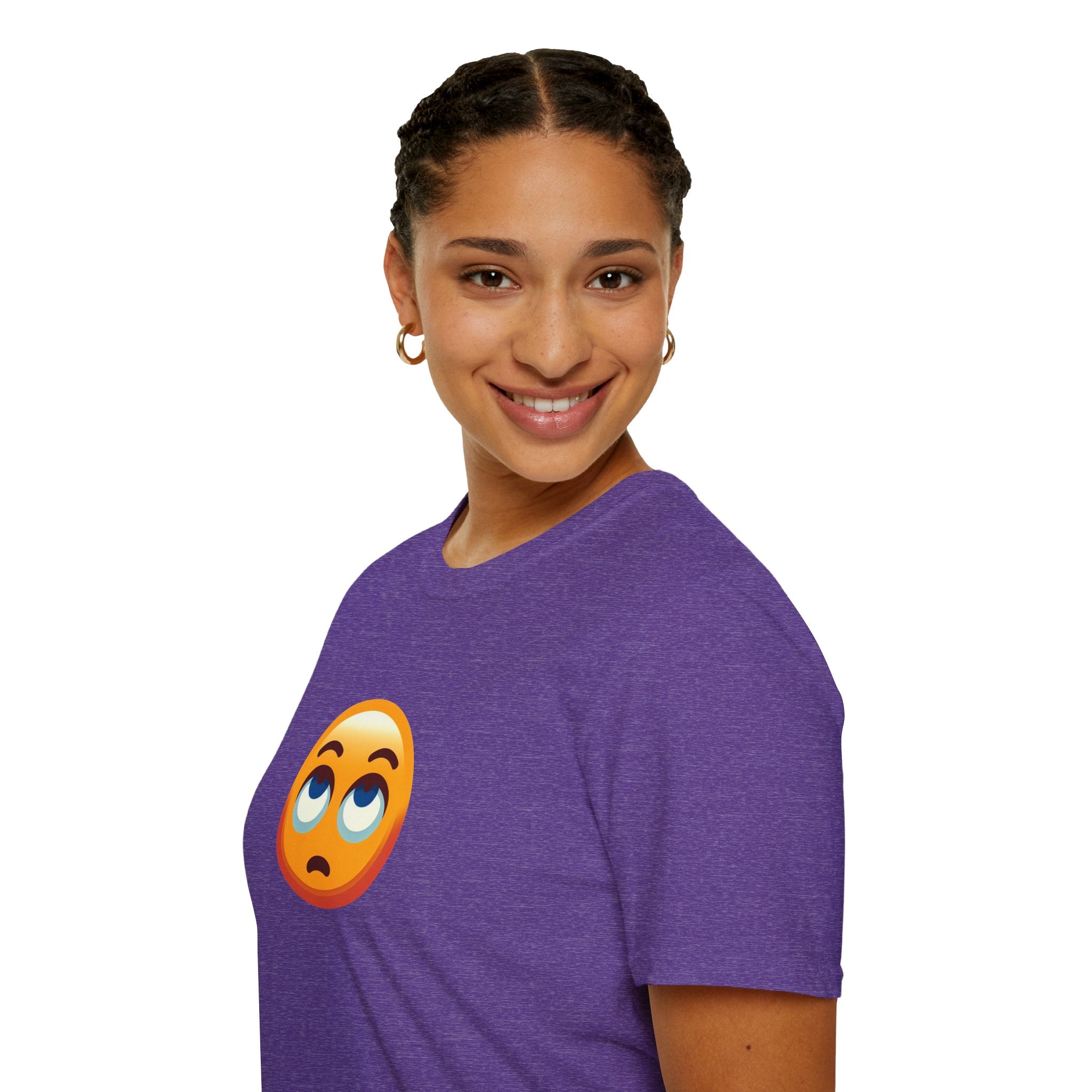Unisex Softstyle T-Shirt with Eye Roll Emoji | Casual Graphic Tee for Everyday Humor