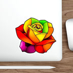 Die-Cut Stickers - Rose - Rainbow Stained Glass Design