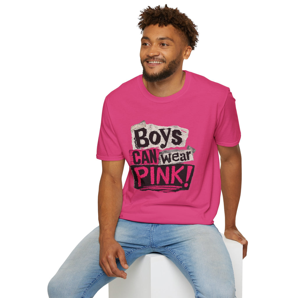 Boys Can Wear Pink T-Shirt — Bold Retro Feminist Graphic Tee