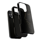 Android OR iPhone Compatible Cases - Gold Line Face Design - Unique Tough Cases