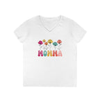 Floral Momma V-Neck T-Shirt - Stylish Gift for Moms