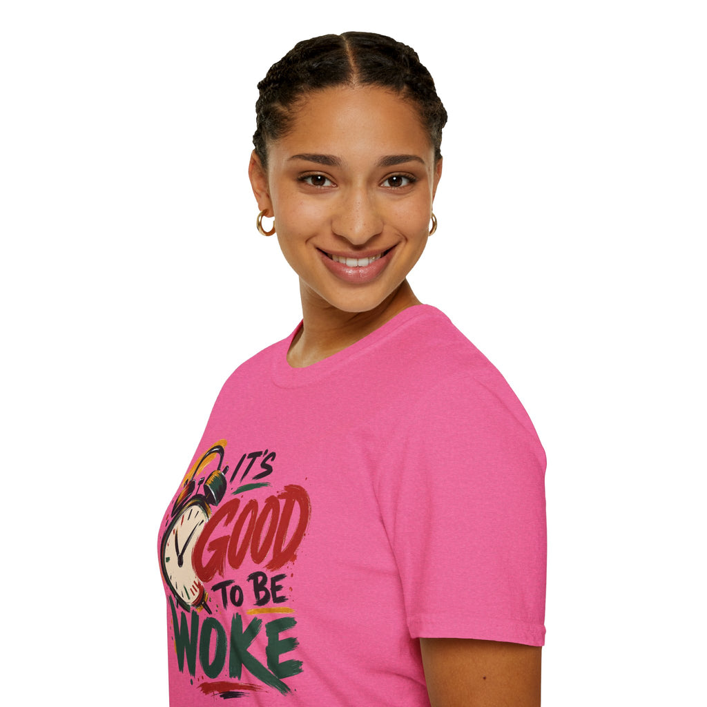 T-Shirt — "It's Good To Be Woke" Graphic Tee (Alarm Clock Design)