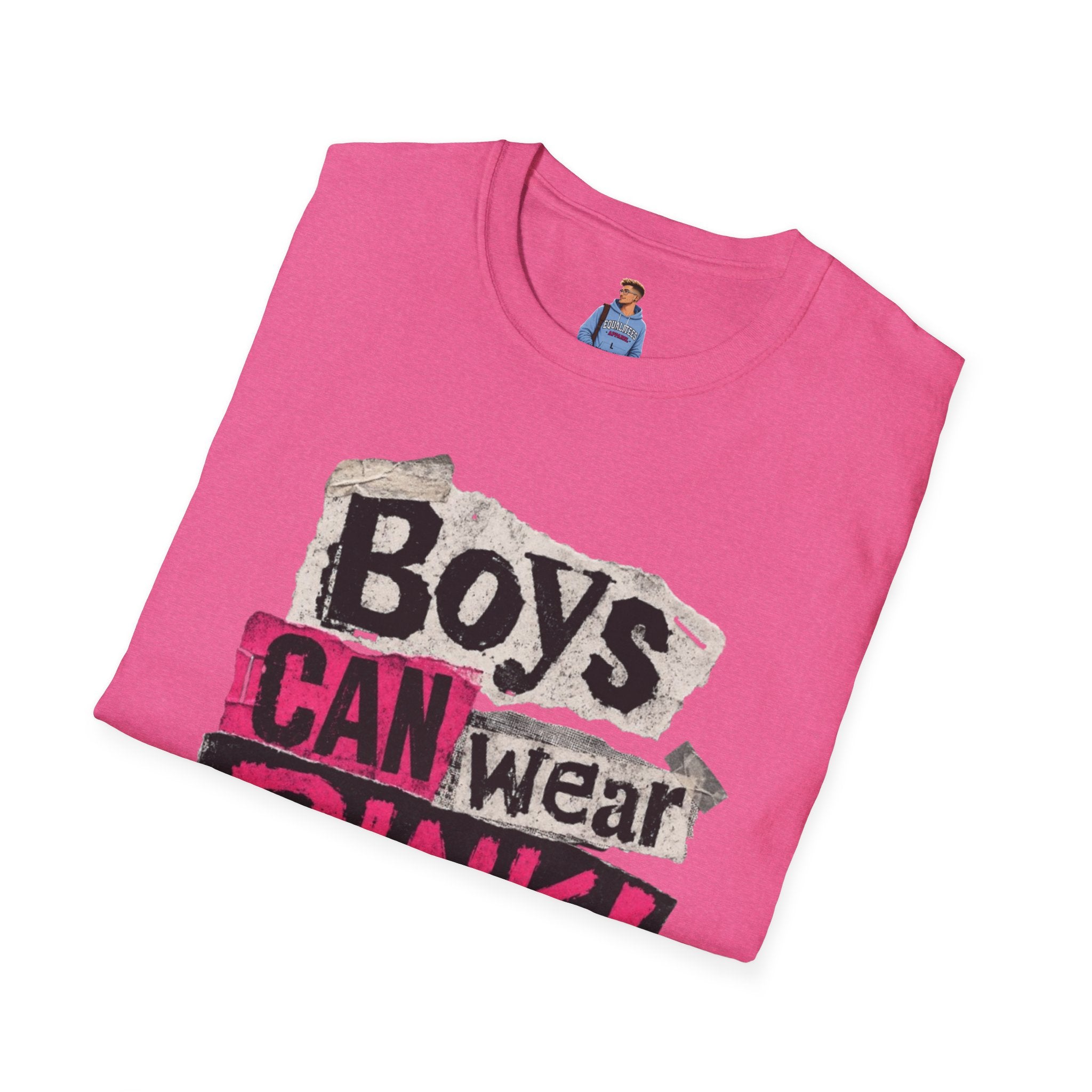 Boys Can Wear Pink T-Shirt — Bold Retro Feminist Graphic Tee