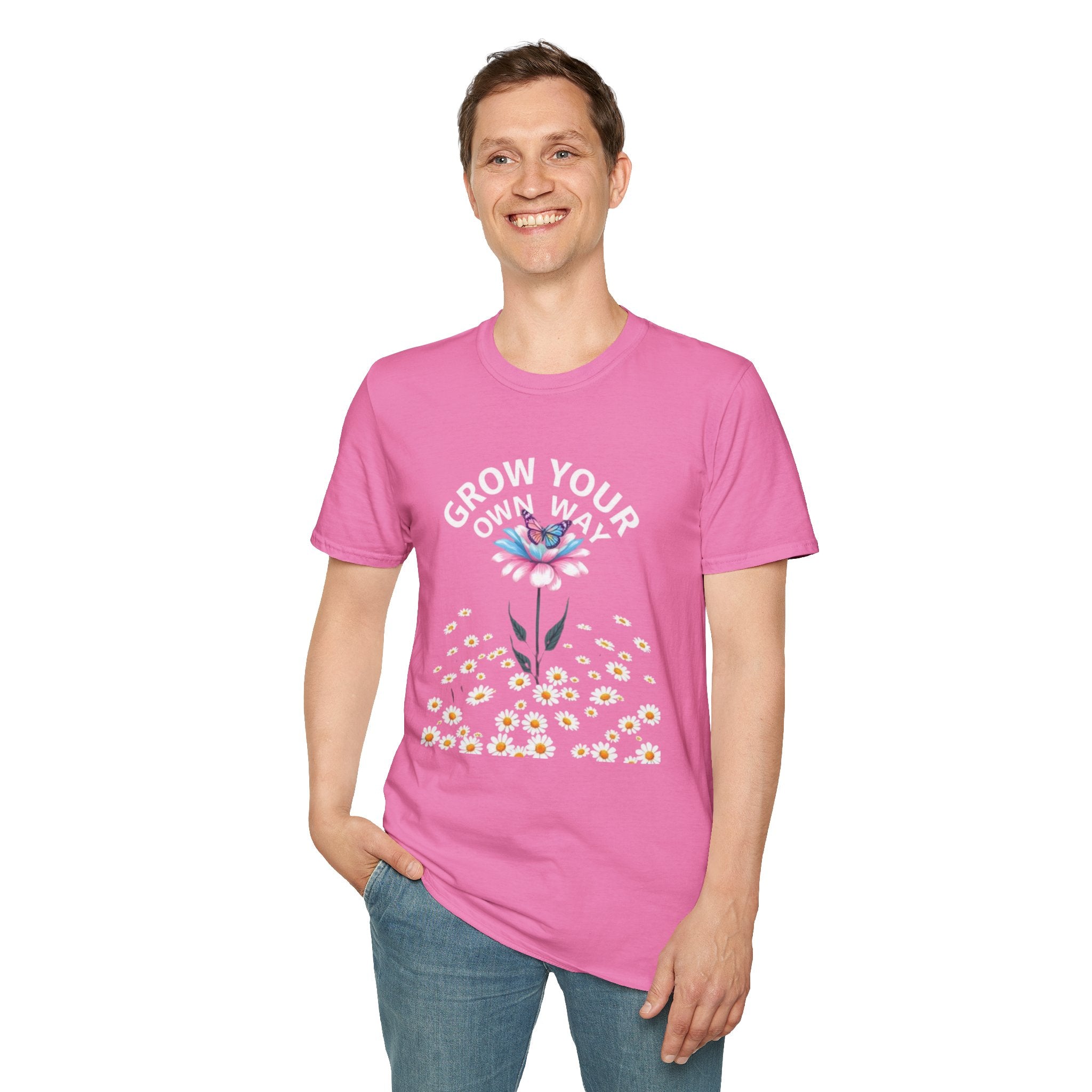 Grow Your Own Way Trans Pride Unisex T-Shirt - Floral Design for Garden Lovers